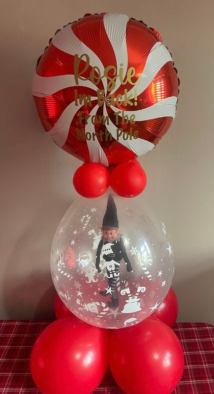 Candy Cane Balloon with Elf in Belly (Deposit)